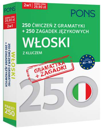 250 ćwiczeń z gramatyki i 250 zagadek z języka włoskiego z kluczem na poziomie A1-B2 PONS PAK2