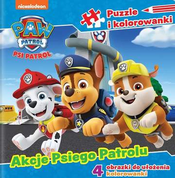 Akcje Psiego Patrolu. Psi Patrol. Puzzle i kolorowanki
