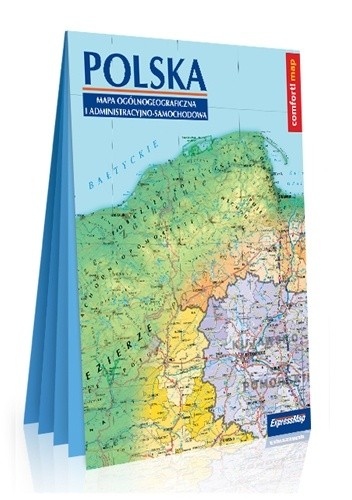 Polska. Mapa ogólnogeograficzna i administracyjno-samochodowa; laminowana mapa XXL 1:1 000 000