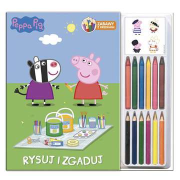 Rysuj i zgaduj zabawy z kredkami 12 kredek Świnka Peppa