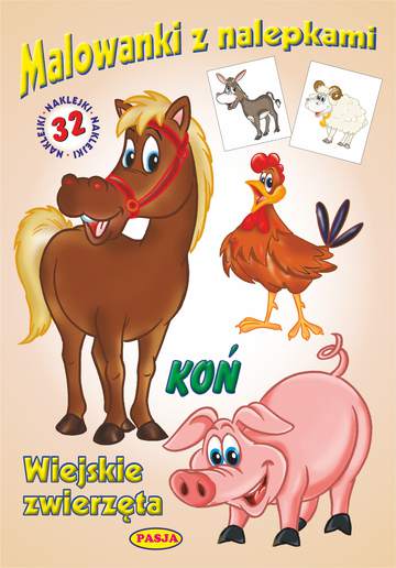 Koń wiejskie zwierzęta malowanki z nalepkami
