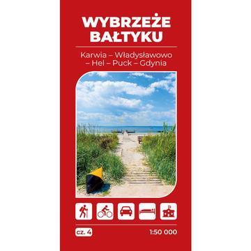 Mapa turystyczna Wybrzeże Bałtyku 4 Karwia Władysławowo Hel Gdynia  1:50 000