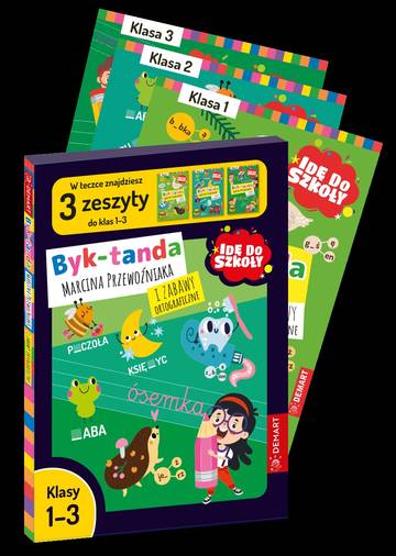 Pakiet Idę do szkoły. Byk-tanda Marcina Przewoźnika i Zabawy Ortograficzne. Klasy 1-3