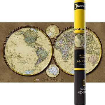 Mapa ścienna polityczna świat dwie półkule 1:37 330 000