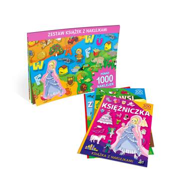 Zestaw książek z naklejkami różowy