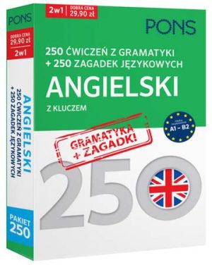250 ćwiczeń z gramatyki i 250 zagadek z języka angielskiego z kluczem na poziomie A1-B2 PONS PAK2