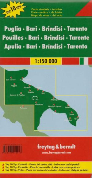 Apulien bari brindisi taranto mapa 1:150 000