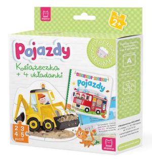 Pojazdy książeczka i cztery układanki puzzle dla malucha