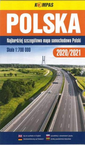 Polska 2020/2021 najbardziej szczegółowa mapa samochodowa 1:700 000