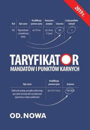 Taryfikator mandatów i punktów karnych 08. 2019