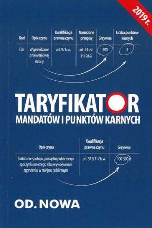 Taryfikator mandatów i punktów karnych 2019