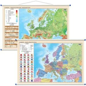 Mapa ścienna Europa polityczno fizyczna dwustronna 1:12 000 000
